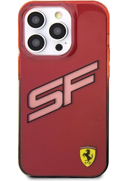 iPhone 15 Pro Kılıf Ferrari Orjinal Lisanslı Transparan Sf Yazılı Kenarları Renk Geçişli Kırmızı