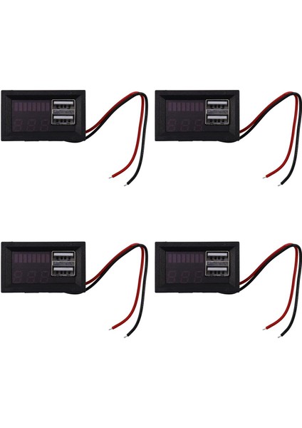 4x Kırmızı LED Dijital Ekran Voltmetre Gerilim Metre Volt Test Cihazı Paneli Dc 12V Araçlar Için USB 5V2A Çıkışı 12.6V (Yurt Dışından)