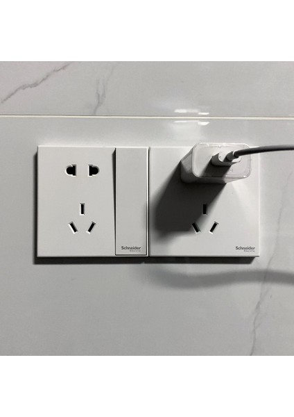 Schneider 86 Ev Gizli Yueyuan Serisi Zarif Beyaz Çift Kontrol Anahtarı Üç Delikli 16A Soket USB Boş Panel (Yurt Dışından)