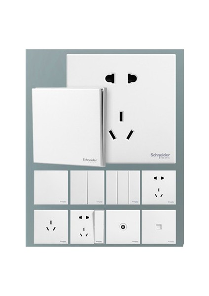 Schneider 86 Ev Gizli Yueyuan Serisi Zarif Beyaz Çift Kontrol Anahtarı Üç Delikli 16A Soket USB Boş Panel (Yurt Dışından)