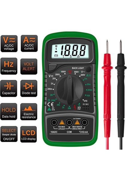 Profesyonel LCD Dijital Multimetre Voltmetre Ampermetre Ac Dc Ohm Volt Test Cihazı Test Akımı XL830L Multimetre Devre Kontrol Buzzer (Yurt Dışından)