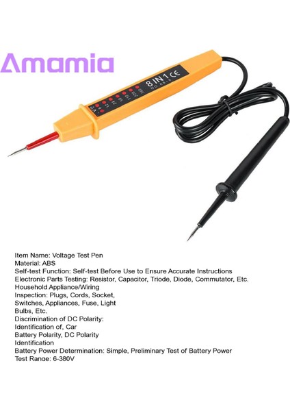Amamia Araba Gerilim Test Kalemi Kendini Test Profesyonel Ac Dc 6-380 V Araba Gerilim Test Kalemi (Yurt Dışından)