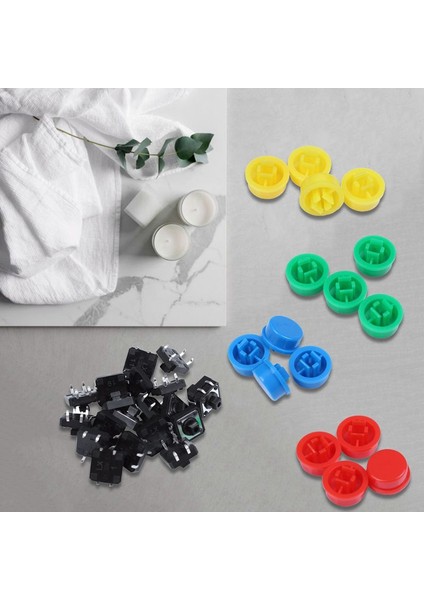 20 Adet 12MMX12MMX7.3MM 4p Dıp Montajlı Anlık Dokunsal Anahtar Kapaklı (Yurt Dışından) fırsatları