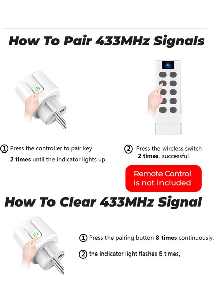 Rovf - Akıllı Soket - WIFI+RF433 - Ab Fişi - 16A - Adaptör Güç Monitörü - Kablosuz Uzaktan Ses Kontrolü Zamanlayıcı - Tuya Google Home Alexa Için Çalışın (Yurt Dışından) modelleri