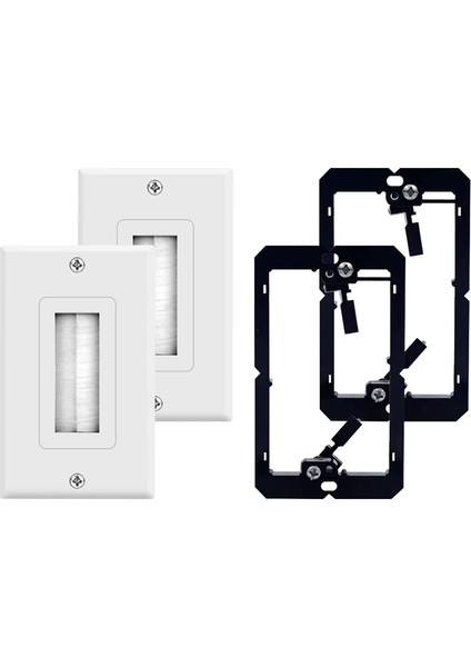 Bradoo- 2'li Paket Fırçalı Duvar Plakası, Tekli Alçak Gerilim Montaj Braketi Kablosu Hoparlör Kablosu Için Geçiş Parçası (Yurt Dışından)