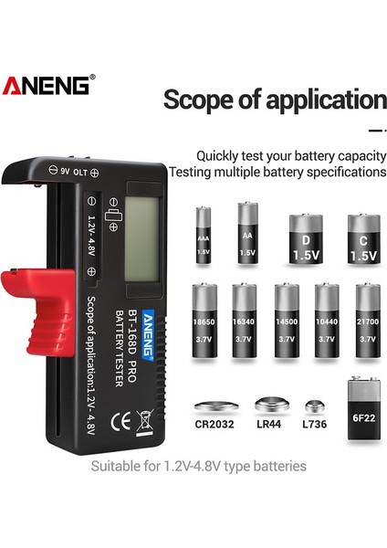 Dijital Pil Kapasitesi Teşhis Aracı Pil Test Cihazı LCD Ekran Kontrol Aaa Aa Düğme Hücresi Evrensel Test Cihazı (Yurt Dışından)