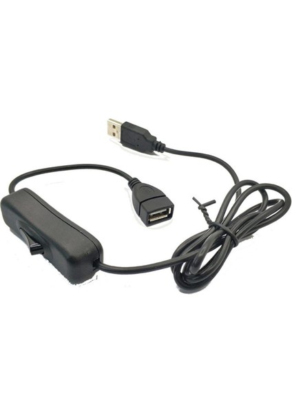 Ha USB Erkek - Dişi Uzatma Kablosu Anahtarlı 4 Çekirdekli 28AWG Bakır Güç Kablosu-Siyah (Yurt Dışından)
