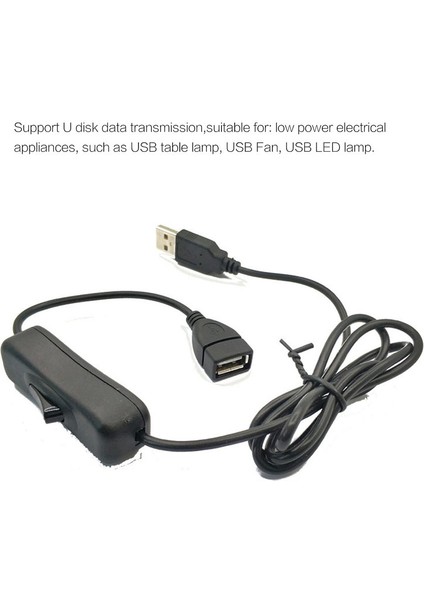 Ha USB Erkek - Dişi Uzatma Kablosu Anahtarlı 4 Çekirdekli 28AWG Bakır Güç Kablosu-Siyah (Yurt Dışından)