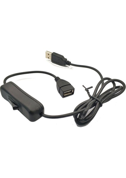 Ha USB Erkek - Dişi Uzatma Kablosu Anahtarlı 4 Çekirdekli 28AWG Bakır Güç Kablosu-Siyah (Yurt Dışından)