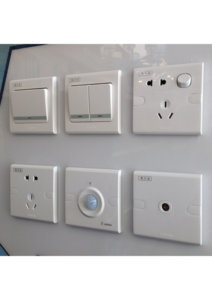 Junlang Anahtar Priz B Serisi 86 Panel Beş Delikli Gözenekli 1/2/3/4-Bit Tek Kontrol Çift Kontrol Tüm Ev Seti (Yurt Dışından)