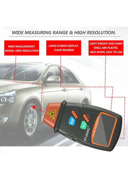 Ha Dijital Lazer Fotoğraflı Takometre Temassız Rpm Tach Hız Göstergesi Motor-Siyah ve Turuncu (Yurt Dışından)