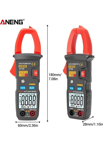 Dası ST183 Dijital Pens Metre Ac Akım 6000 Sayım True Rms Multimetre Dc/ac Gerilim Test Cihazı Hz Kapasite Ncv Ohm Testleri (Yurt Dışından) modelleri