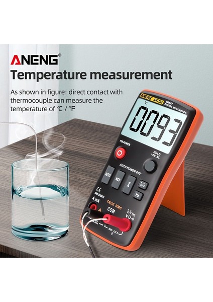 Aneng AN113A Dijital Multimetre True Rms Sıcaklık Test Cihazı ile 4000 Sayım Otomatik Değişen Ac/dc Transistör Gerilim Ölçer (Yurt Dışından)