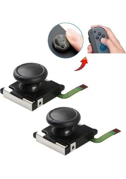 2-Pack 3D Analog Joystick Joycon Analog Çubuk Anahtarı Joystick Yedek Joy Con Denetleyici Başparmak Çubuğu Değiştirin (2'li Paket) (Yurt Dışından)