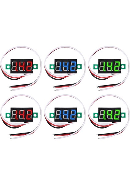 Gerilim Test Cihazı Voltmetre Ölçer Test Cihazı Mavi/kırmızı/yeşil LED Ekran Gerilim Test Cihazı 0.36 Inç 3 Telli Dc 0-30 V 3 Haneli Voltmetre (Yurt Dışından)