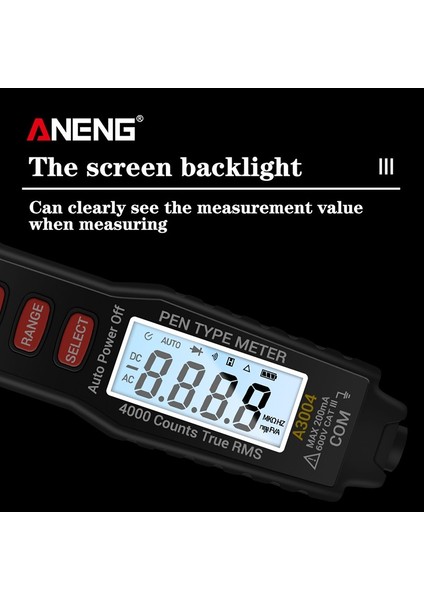 A3004 Elektrikli Dijital Multimetre Kalem Tipi Metre 4000 Sayım Ac/dc Gerilim Direnci Kapasite Diyot Süreklilik Test Cihazı Araçları (Pilsiz) (Yurt Dışından) fiyatları