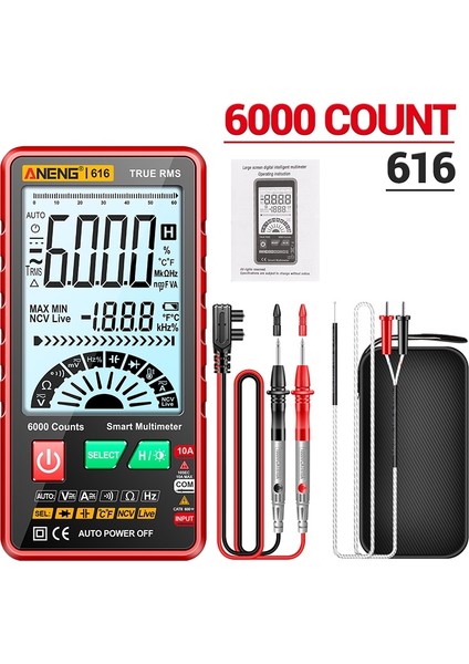 Aneng Akıllı Dijital Multimetre 6000 Sayım Ac/dc Gerilim Akım Ölçer Ncv Algılama Test Cihazı (Yurt Dışından) modelleri
