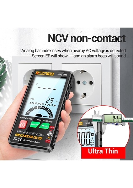 Aneng Akıllı Dijital Multimetre 6000 Sayım Ac/dc Gerilim Akım Ölçer Ncv Algılama Test Cihazı (Yurt Dışından) fırsatları