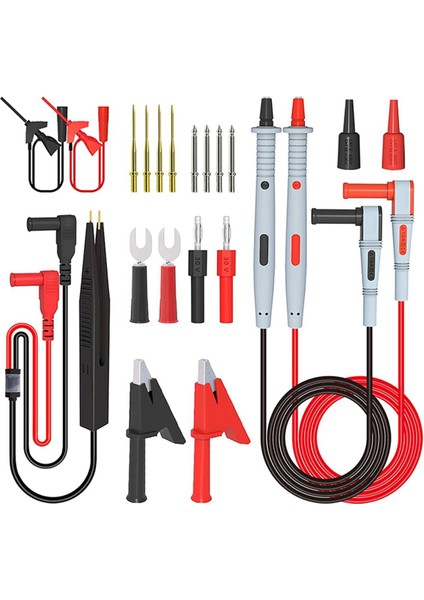 Multimetre Test Kabloları Kiti Dijital Elektrik Test Probları Timsah Klipsli Set Mini Kavrayıcı Test Kanca Klipsleri Cımbız (Yurt Dışından)