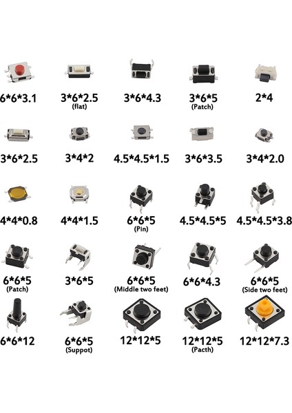 125 Adet Lot Kontak Anahtarı/mini Anahtarı 25 Çeşit Çeşitli Kit 2x4/3x6/4x4/6x6 Dıy Araç Paketi Için (Yurt Dışından)