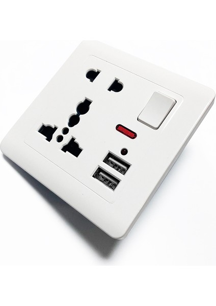 86 Model 13A Ingiliz Standardı Beş Delikli Çok Fonksiyonlu USB Soketi Ingiliz Kare Ayak Duvar Anahtar Priz Paneli (Yurt Dışından)
