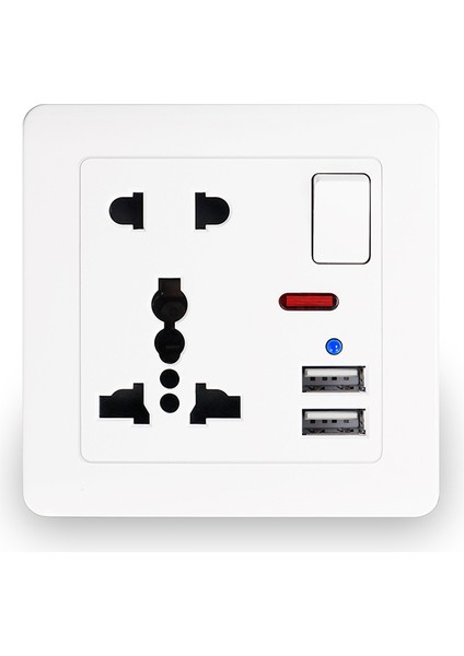 86 Model 13A Ingiliz Standardı Beş Delikli Çok Fonksiyonlu USB Soketi Ingiliz Kare Ayak Duvar Anahtar Priz Paneli (Yurt Dışından)
