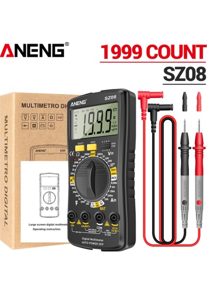 Aneng SZ08 Dijital Multimetre Ultra-Ince Depolama Profesyonel Multimetro Otomatik Voltmetre Ac Dc 220V Direnç Tutma Test Cihazları Yüksek Kalite (Yurt Dışından)