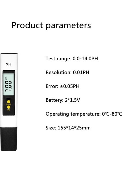 Metre Algılama Kalemi Dijital Ekran Ph Su Kalitesi Test Ölçer (Yurt Dışından)