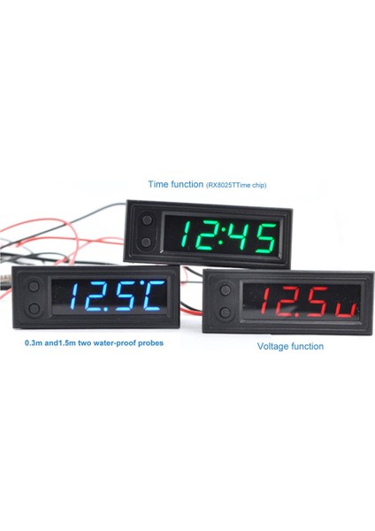 3'ü 1 Arada Araba Dijital Tüp LED Voltmetre Termometre Zaman Otomobil Masa Saatleri (Yurt Dışından) modelleri
