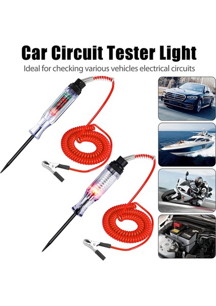 Test Işığı 2 Adet, 6 V-24 V Dc Araba Devre Test Cihazı Işık ve Dijital LCD Araba Elektrik Test Cihazı Otomatik Gerilim Süreklilik Testi (Yurt Dışından)