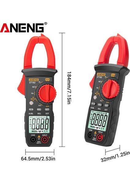 Dijital Multimetre Ac Akım Ampermetre Ac/dc Gerilim Voltmetre Aneng ST182 Kelepçe El Tipi 4000 Count Multimetreler Ohm Gerilim Test Cihazı Arkadan Aydınlatmalı (Yurt Dışından) modelleri