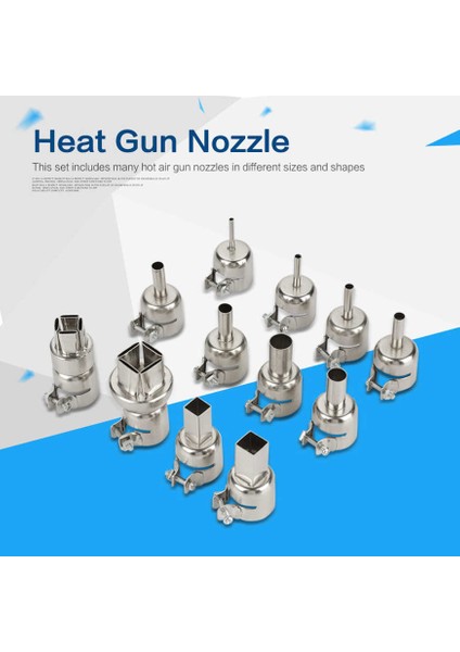 Nozullar 12 Adet Dayanıklı Isı Kiti Onarım Aracı Aksesuarı Dahil Olmak Üzere Yuvarlak Kare Çift Katmanlı Boyutu 850 Sıcak Hava Lehimleme (Yurt Dışından) modelleri