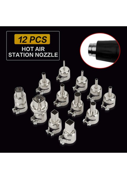 Nozullar 12 Adet Dayanıklı Isı Kiti Onarım Aracı Aksesuarı Dahil Olmak Üzere Yuvarlak Kare Çift Katmanlı Boyutu 850 Sıcak Hava Lehimleme (Yurt Dışından) fırsatları