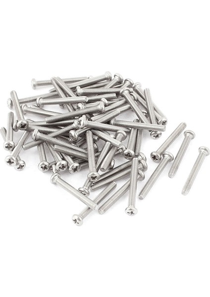 Quanbu 60 x Gümüş Ton M2.5 * 20MM 304 Paslanmaz Çelik Yuvarlak Başlı Vidalar Cıvata (Yurt Dışından)