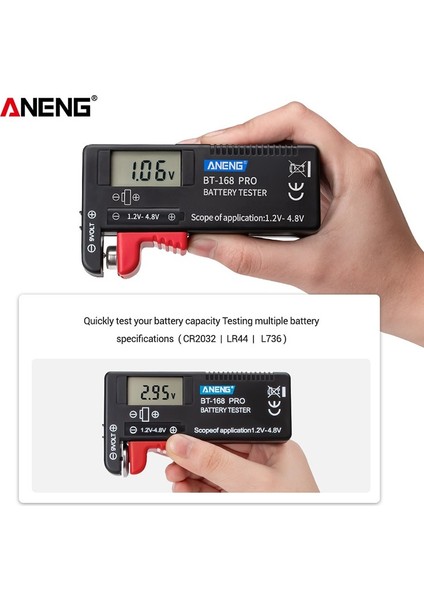 Aneng Pro Dijital Ekran Pil Test Cihazı Aa Aaa CD 9V 1.2V-4.8V Düğme Hücre Volt Test Cihazı (Yurt Dışından) modelleri