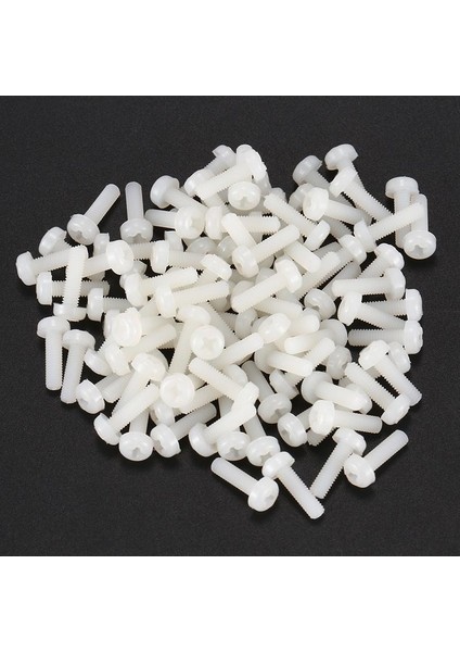 100 Adet M3X10MM Dişli Çubuk Beyaz Naylon Yıldız Başlı Vida Cıvataları (Yurt Dışından)