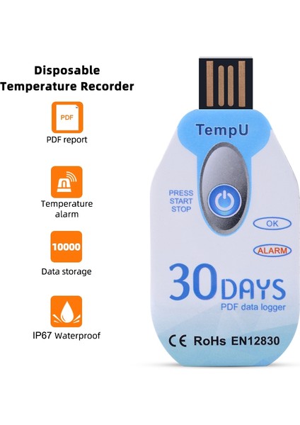Sıcaklık Veri Kaydedici Tek Kullanımlık Kaydedici 90 Gün Soğuk Zincir Kullanımı (Yurt Dışından) fiyatları