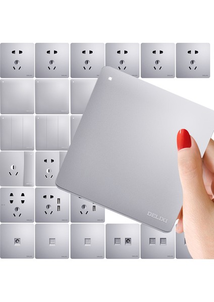 Delixi Anahtar Prizi Ev Tipi Bataklık Gümüşü Bir Açık Beş Delikli USB Prizi 6 Altı Tür Bilgisayar Paneli Retro Anahtar (Yurt Dışından) modelleri