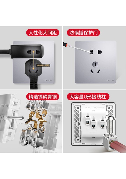 Delixi Anahtar Prizi Ev Tipi Bataklık Gümüşü Bir Açık Beş Delikli USB Prizi 6 Altı Tür Bilgisayar Paneli Retro Anahtar (Yurt Dışından) indirimleri