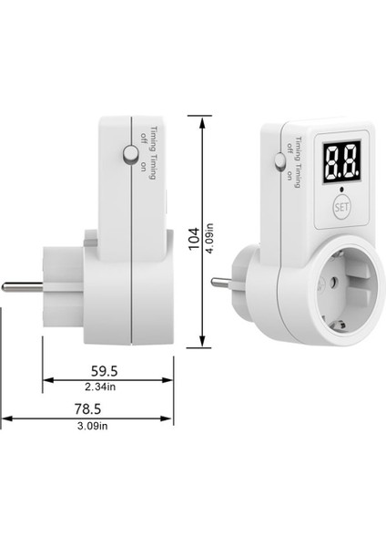 Ha Geri Sayım Anahtarı Iki Haneli Ekran Geri Sayım Sayacı Zaman Kontrolü Telefon Pil Elektrikli Araç Şarjı 10A Ab Fiş-Beyaz Ab (Yurt Dışından)