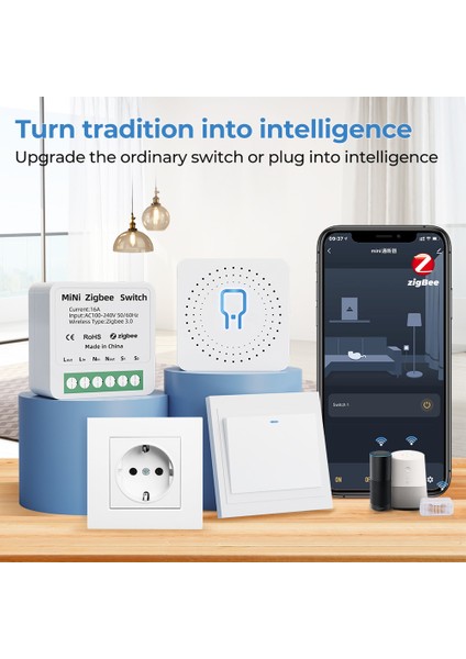Smatrul - Zigbee Akıllı Anahtar - Mini Işık Anahtarı - 2 Yollu -16A - Kesici - Zigbee 3.0 Ağ Geçidi Hub - Tuya Alexa Google Home Için Çalışın (Yurt Dışından) modelleri