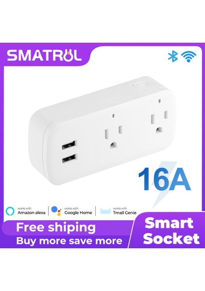 Smatrul - Wifi USB Soketi - Akıllı Priz - 16A - Us Plug - Tuya Smart Life Google Home Için Alexa Tmall Genie (Yurt Dışından)