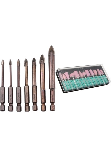 12 Adet Parlatma Taşlama Kafası Araçları Nail Art Matkap Uçları ile 7 Adet Tungsten Karbür Cam Matkap Ucu Seti Karbür Noktası (Yurt Dışından)
