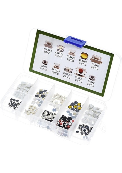 250PCS Hafif Dokunmatik Anahtar Tuşları 10 Teknik Özellikler Her Türden 25 Yama Anahtarı (Yurt Dışından)