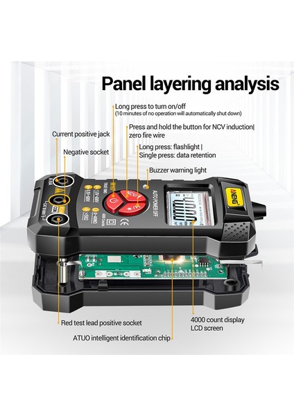 Aneng Ac/dc Gerilim Akım Multimetre Akıllı Dijital Multimetre 4000 Sayım Direnç Test Ölçer Ncv Temassız Indüksiyon (Yurt Dışından) modelleri