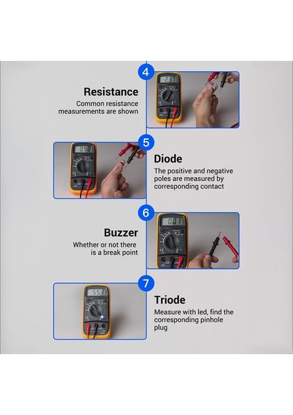 Profesyonel Alet LCD Dijital Multimetre Ampermetre Voltmetre Ac ve Dc Gerilim Diyot Test Cihazı Direnç Ölçer Devre Kontrol Cihazı Buzzer ile Test Probu Multitester (Yurt Dışından)