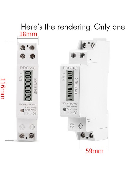 Sınotımer 230V Tek Fazlı Din Raylı LCD Dijital Ekran Elektrik Güç Tüketimi Enerji Watt Metre Wattmetre 5-32A Ac 50Hz (Yurt Dışından) fırsatları
