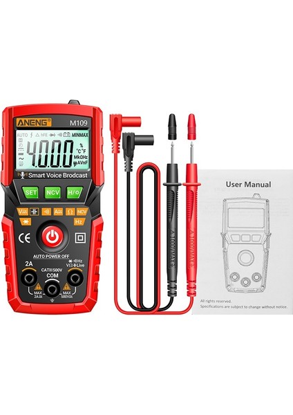 Aneng M109 Dijital Multimetre 4000 Sayım Ac/dc Ses Yayını Elektrik Aletleri Test Cihazı Otomatik Multimetro Profesyonel Metre (Yurt Dışından) indirimleri