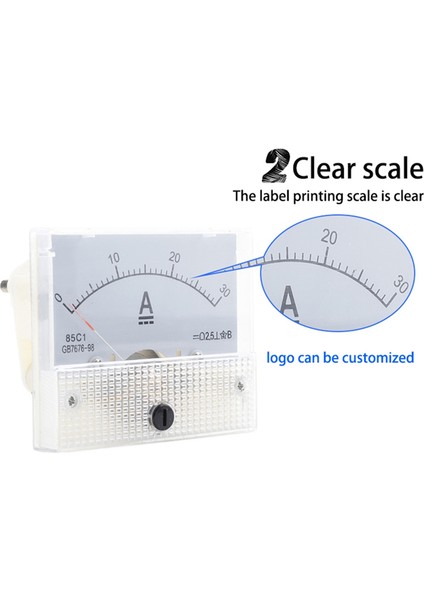 Adet Dc Voltmetre Işaretçi Kafası 85C1-DC 30A Beyaz Abs Analog Ampermetre Panel Metre (Yurt Dışından)