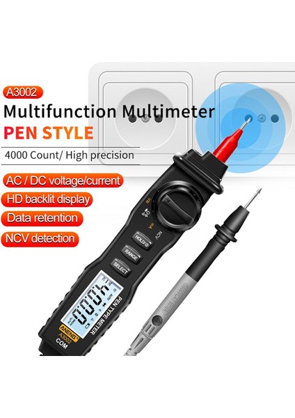 Aneng Dijital Multimetre Kalemi (A3002) Gerilim Akım Test Cihazı 4000 Sayım Hd Arkadan Aydınlatmalı Ekran (Yurt Dışından)